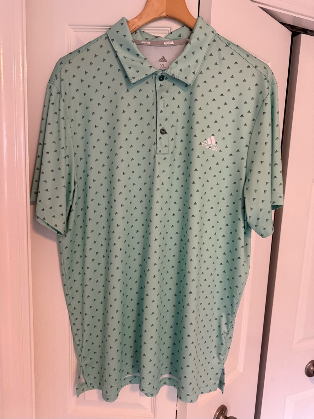 adidas Men’s Mint Green Polo with Triangle Print